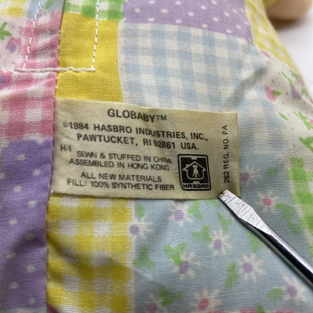 Luv n Care Baby Doll Plush Patchwork Pastel Gingham Bonnet Zip Back Blue Eye